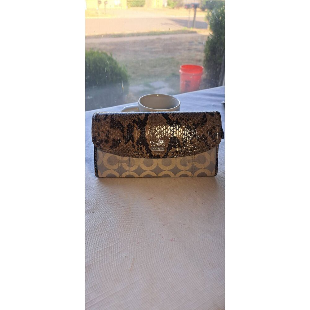 Coach Signature C Python Print Long Wallet / Clutch, Y2K Late 2000's